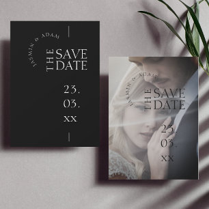 Moderne Schwarz-Weiß-Einfache Foto-Hochzeit Save The Date