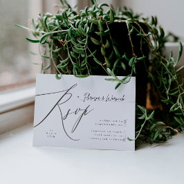 Moderne Schwarz & Weiß einfache Hochzeit RSVP Karte
