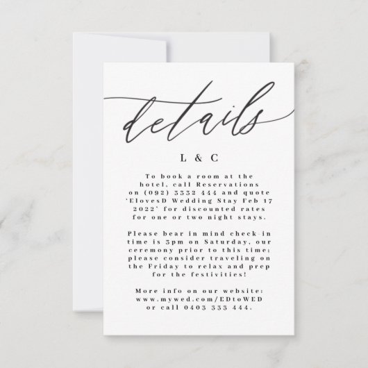 Moderne Schwarz-Weiß-Einfache Hochzeitskarte RSVP Karte (Vorderseite)