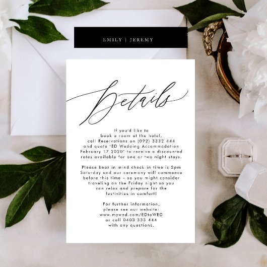 Moderne Schwarz-Weiß-Einfache Hochzeitskarte RSVP Karte