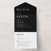 Moderne Schwarz-Weiß-Einfache Typografie-Hochzeit All In One Einladung (Innen Boden)