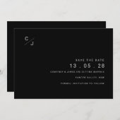 Moderne Schwarz-Weiß-Einladung Save the Date Einladung (Vorne/Hinten)