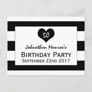 Moderne Schwarz & Weiß Einladung zum Geburtstag