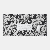 Moderne Schwarz-Weiß-Elegante Blumenbäder Schreibtischunterlage (Tastatur & Maus)