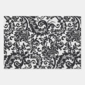 Moderne Schwarz-Weiß-Elegante Damask Geschenkpapier Set (Vorderseite 2)