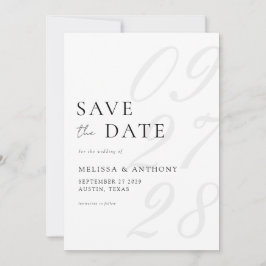 Moderne Schwarz-Weiß-Elegante Minimalistische Hoch Save The Date
