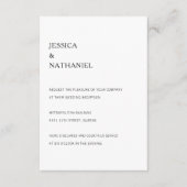 Moderne Schwarz-Weiß-Empfang Einfache Hochzeit Begleitkarte (Vorderseite)