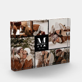 Moderne Schwarz-Weiß-Familienfotografie-Kollage-Sa Fotoblock