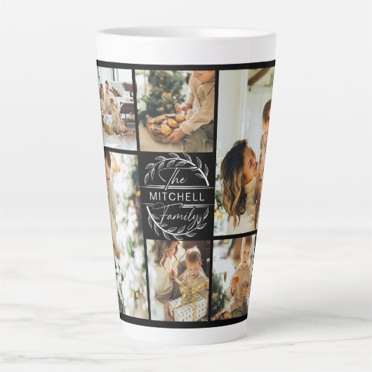 Moderne Schwarz-Weiß-Familienfotografie-Kollage-Sa Milchtasse (Vorderseite)