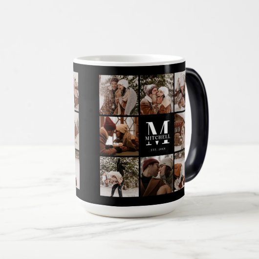 Moderne Schwarz-Weiß-Familienfotografie-Kollage-Sa Verwandlungstasse (VorderseiteRechts)