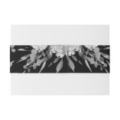 Moderne Schwarz-Weiß-Farbblumen-Monogramm Einladungsbanderole (Rückseitenbeispiel)