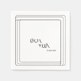 Moderne Schwarz-Weiß-Fett-Hochzeit Serviette