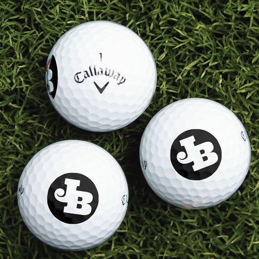 Moderne Schwarz-Weiß-Fett-Initialen für Monogramm Golfball