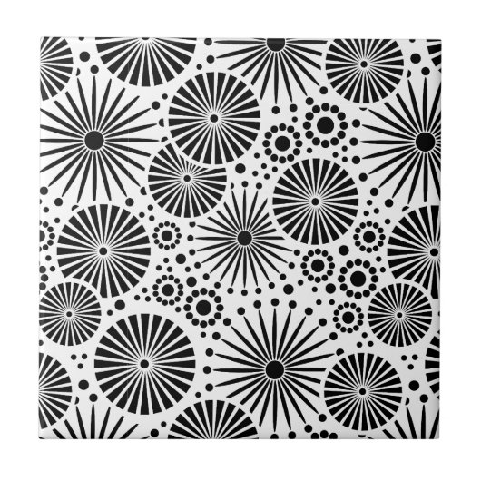 Moderne Schwarz-Weiß-Fliese Fliese (Vorderseite)