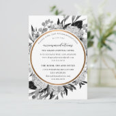 Moderne Schwarz-Weiß-Flora-Unterkünfte RSVP Karte (Stehend Vorderseite)