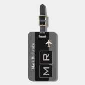 Moderne Schwarz-Weiß-Flugreisen Gepäckanhänger (Vorderseite vertikal)