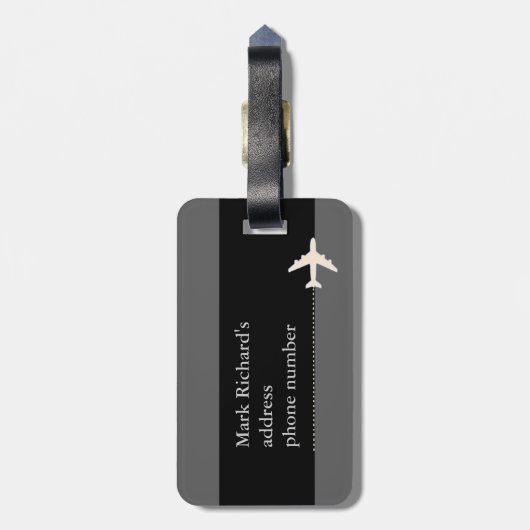 Moderne Schwarz-Weiß-Flugreisen Gepäckanhänger (Rückseite vertikal)
