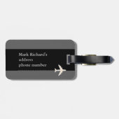 Moderne Schwarz-Weiß-Flugreisen Gepäckanhänger (Rückseite horizontal)