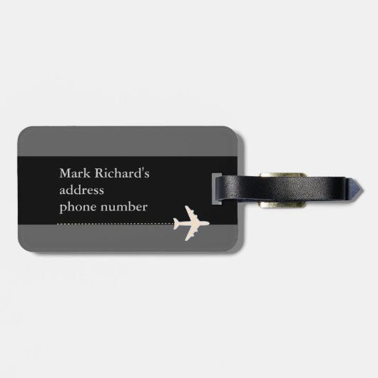 Moderne Schwarz-Weiß-Flugreisen Gepäckanhänger (Rückseite horizontal)