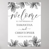 Moderne Schwarz-Weiß-Foliage Begrüßung Poster (Vorne)