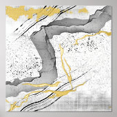 Moderne Schwarz-Weiß-Fossilien Minimalistische Kun Foliendrucke (Vorderseite)