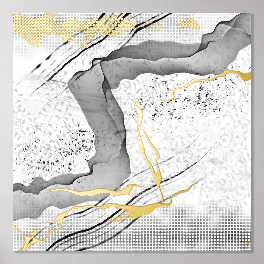 Moderne Schwarz-Weiß-Fossilien Minimalistische Kun Foliendrucke (Vorderseite)