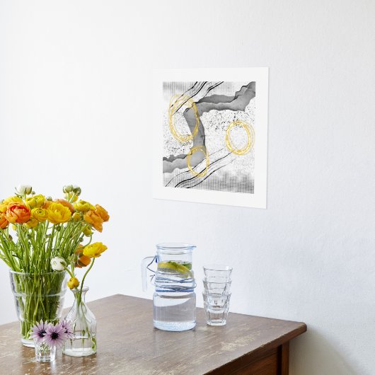 Moderne Schwarz-Weiß-Fossilien Minimalistische Kun Foliendrucke (Ablage(Küche))