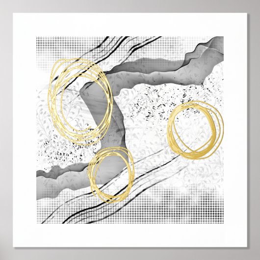 Moderne Schwarz-Weiß-Fossilien Minimalistische Kun Foliendrucke (Vorderseite)