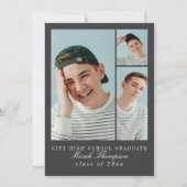 Moderne Schwarz-Weiß-Foto-Abschlussfeier Einladung (Rückseite)