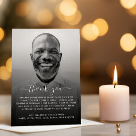 Moderne Schwarz-Weiß-Foto-Beerdigung Dankeskarte