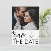Moderne Schwarz-Weiß-Foto-Flat-Save the Date-Karte Save The Date (Stehend Vorderseite)