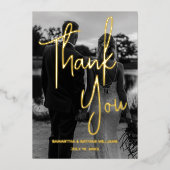 Moderne Schwarz-Weiß-Foto-Folie Danke Karte (Vorderseite)
