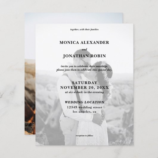 Moderne Schwarz-Weiß-Foto-Hochzeit (Vorne/Hinten)