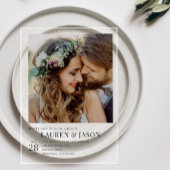 Moderne Schwarz-Weiß-Foto-Hochzeit Acryleinladungen