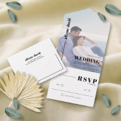 Moderne Schwarz-Weiß-Foto-Hochzeit All In One Einladung