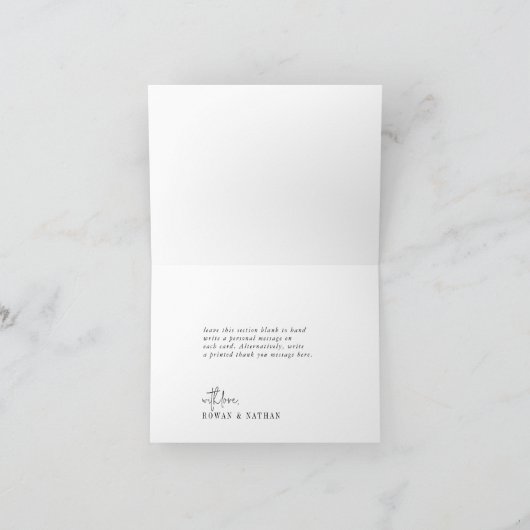 Moderne Schwarz-Weiß-Foto-Hochzeit Dankeskarte (Innenseite)