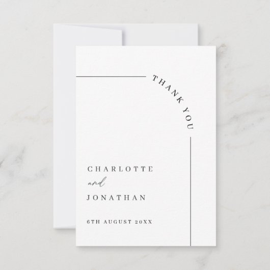 Moderne Schwarz-Weiß-Foto-Hochzeit Dankeskarte (Rückseite)
