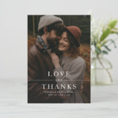 Moderne Schwarz-Weiß-Foto-Hochzeit Dankeskarte (Stehend Vorderseite)