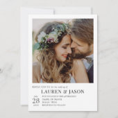 Moderne Schwarz-Weiß-Foto-Hochzeit Einladung (Vorderseite)