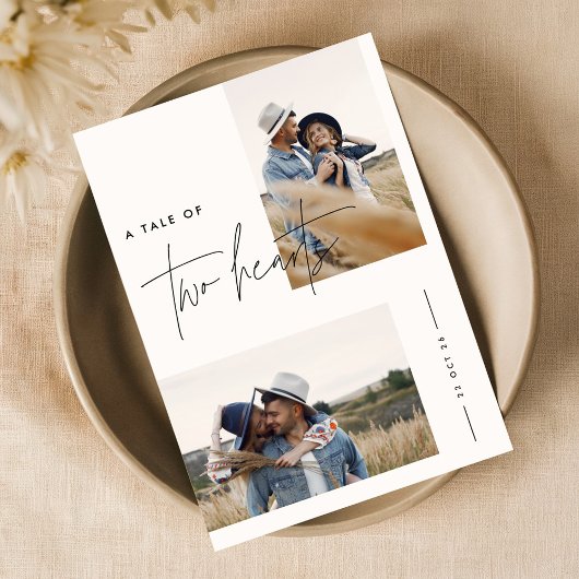 Moderne Schwarz-Weiß-Foto-Hochzeit Einladung