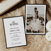 Moderne Schwarz-Weiß-Foto-Hochzeit Einladung