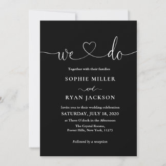 Moderne Schwarz-Weiß-Foto-Hochzeit Einladung
