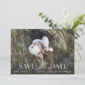 Moderne Schwarz-Weiß-Foto-Hochzeit Rett Save The Date (Stehend Vorderseite)