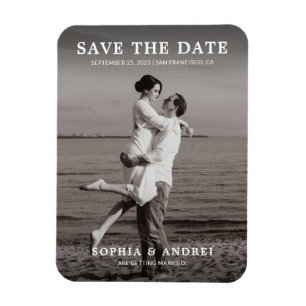 Moderne Schwarz-Weiß-Foto-Hochzeit retten das Datu Magnet