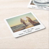 Moderne Schwarz-Weiß-Foto-Hochzeit rettet das Datu Rechteckiger Pappuntersetzer (angewinkelt)