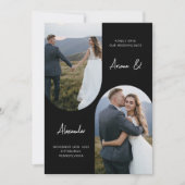 Moderne Schwarz-Weiß-Foto-Hochzeit Save The Date (Vorderseite)
