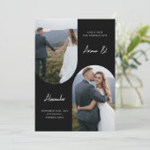 Moderne Schwarz-Weiß-Foto-Hochzeit Save The Date (Stehend Vorderseite)