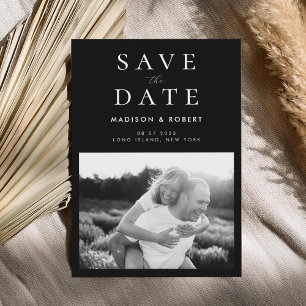 Moderne Schwarz-Weiß-Foto-Hochzeit Save The Date
