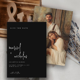 Moderne Schwarz-Weiß-Foto-Hochzeit Save The Date