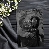 Moderne Schwarz-Weiß-Foto-Hochzeit Save The Date